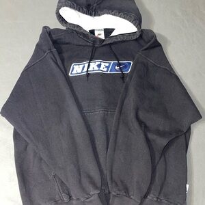 Vintage 90s Nike Mini Swoosh Spell Out Logo Hoodie Made In USA Sweatshirt Sz XL